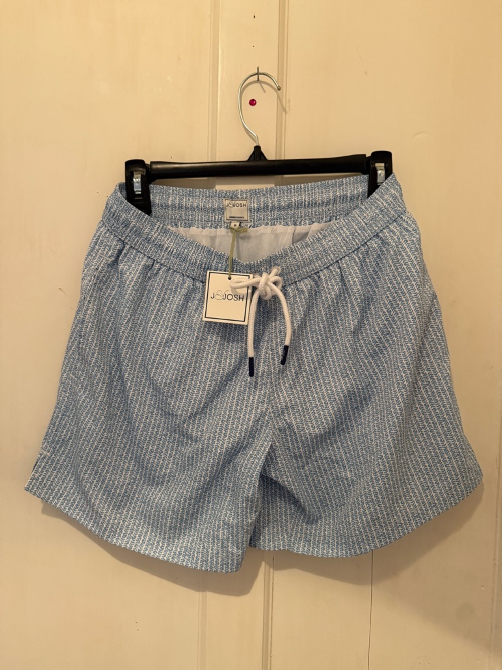 🌊 NWT J&JOSH Swim Shorts – Blue Leaf Print – Size M – European Made